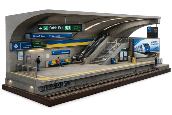 Estação em miniatura do Metrô de SP